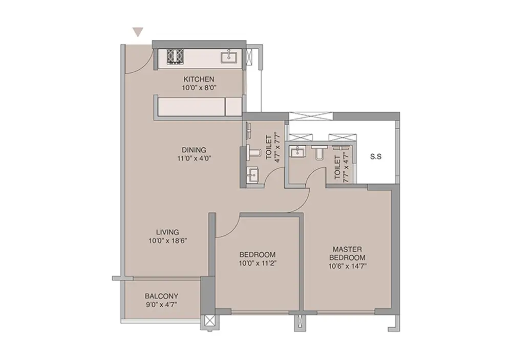 2 BHK Floor Plan