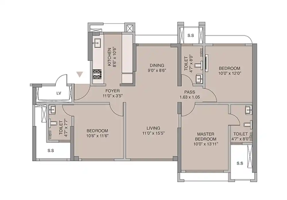 3 BHK Floor Plan